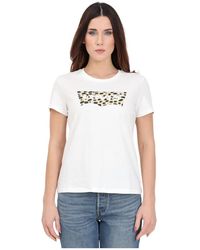 Levi's - Weißes -t-shirt mit leopard cloud dancer print levi's - Lyst