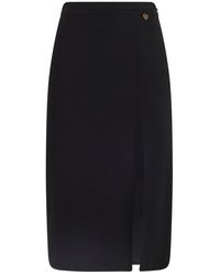 Twin Set - Falda negra en punto milano con encaje - Lyst