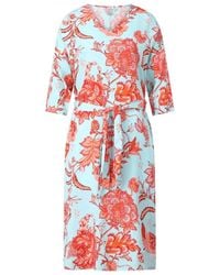 Emily Van Den Bergh - Blumiges midi-kleid mit gürtel - Lyst