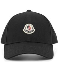 Moncler - Accessoires ,Zwart ,Katoen Cotton Gabardine Baseball Cap - Lyst