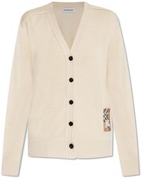 Burberry - Truien & Vesten ,Wol Wollen Cardigan Met Logo Patch - Lyst
