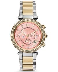 Michael Kors - Parker Pavé Two-Tone Watch - Lyst