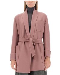 Max Mara - Jassen ,Roze ,Wol Relaxte Fit Jas Met Gedrapeerde Revers - Lyst