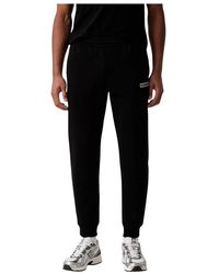 EA7 - Broeken ,Zwart ,Katoen Slim Fit Broek Logo Serie - Lyst