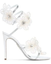 Rene Caovilla - Flower Ivory Leather Sandals - Lyst