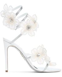 Rene Caovilla - Flower Ivory Leather Sandals - Lyst