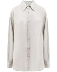 Lemaire - Camicia oversize in lyocell con colletto a punta - Lyst