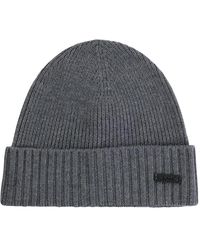 BOSS - Accessoires ,Grijs ,Geribbelde Gebreide Muts - Lyst