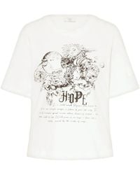 Riani - Tops ,Wit ,Katoen Katoenen T-Shirt Met Fijne Designprint - Lyst