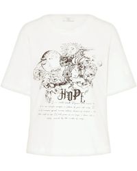 Riani - Tops ,Wit ,Katoen Katoenen T-Shirt Met Fijne Designprint - Lyst