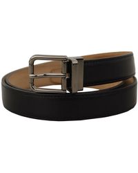Dolce & Gabbana - Zwarte Leren Riem Met Metalen Gesp - Lyst