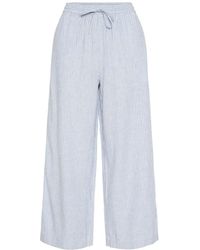 Part Two - Broeken ,Blauw ,Linnen Relaxte Gestreepte Broek Van Linnenmix - Lyst