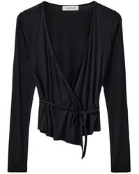 Sofie Schnoor - Zwarte Wrap Blouse Met V-Hals - Lyst