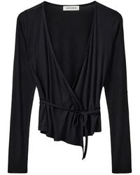 Sofie Schnoor - Zwarte Wrap Blouse Met V-Hals - Lyst