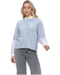 SELECTED - Truien & Vesten ,Blauw ,Wol Slflulu 2/4 Knit Cardigan - Lyst