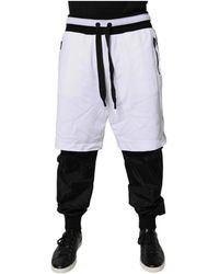 Dolce & Gabbana - Broeken ,Zwart ,Katoen Zwart & Witte Katoenen Joggingbroek - Lyst