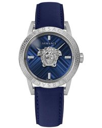 Versace - Armbanduhr v-code restyling palazzo blau, silber 43 mm vesn00122 - Lyst