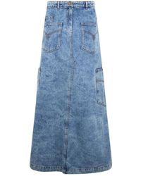 Moschino - Rokken ,Blauw ,Denim Lange Denim Rok - Lyst