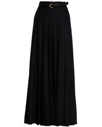 Self-Portrait - Schwarzer Plissierter Twill Maxi Rock - Lyst