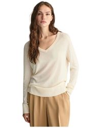 GANT - Baumwolle modal v-ausschnitt pullover - Lyst