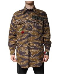 Dolce & Gabbana - Jassen ,Veelkleurig ,Katoen Luipaardprint Windbreaker Jacket - Lyst