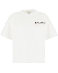 McQueen - Tops ,Wit ,Katoen Logo Print Oversized Katoenen T-Shirt - Lyst