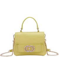 La Carrie - Gelbe handtasche mit strass-logo - Lyst