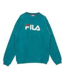Fila - Hoodies & Sweatvesten ,Blauw ,Katoen Blauwe Crew Neck Sweatshirt - Lyst