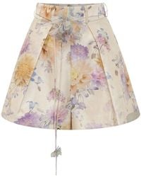 Zimmermann - Korte Broeken ,Veelkleurig ,Katoen Luna Tuck Short - Lyst