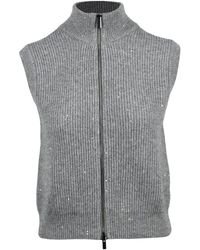Peserico - Jassen ,Grijs ,Wol Gilet - Lyst