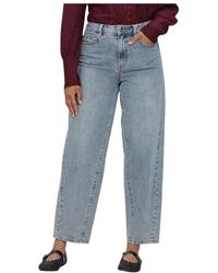 Object - Jeans ,Blauw ,Denim Zoe Mw Barrel Ankle Jeans Noos - Lyst