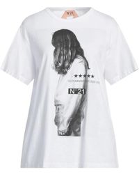 N°21 - Tops ,Wit ,Katoen Wit Katoenen T-Shirt Voor Vrouwen - Lyst