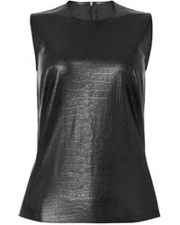 Wolford - Tops ,Zwart ,Leer Top Van Kunstleer Met Krokodillenprint En Ronde Hals - Lyst
