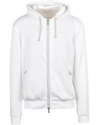 Eleventy - Hoodies & Sweatvesten ,Wit ,Katoen Felpa Con Cappuccio E Zip - Lyst