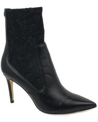 Guess - Schoenen ,Zwart ,Leer Enkellaars Met Hak - Lyst