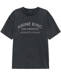 Anine Bing - Tops ,Zwart ,Katoen Cade Tee Melrose Stencil - Lyst