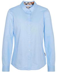 Barbour - Overhemden ,Blauw ,Katoen Vrouwelijke Oxford Overhemd Met Verfijnde Details - Lyst