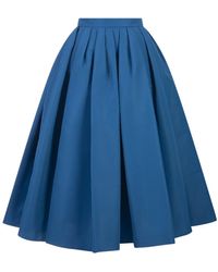 Alexander McQueen - Falda midi azul de polifalla - Lyst