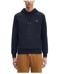 Fred Perry - Hoodies & Sweatvesten ,Blauw ,Katoen Iconische Hoodie Met Laurel Wreath Logo - Lyst