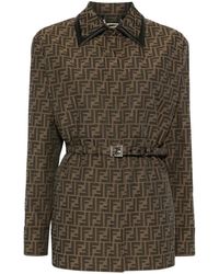 Fendi - Jassen ,Bruin ,Katoen Giacca Ff Canvas - Lyst