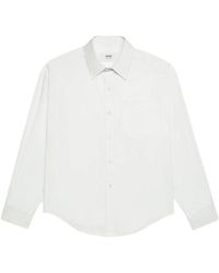 Ami Paris - Weißes langarm-baumwollhemd mit tasche - Lyst