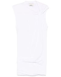 Isabel Marant - Weiße knotendetails asymmetrisches halskleid - Lyst