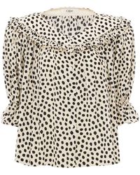 Chloé - Overhemden ,Wit ,Top Met Pofmouwen En Ruches - Lyst