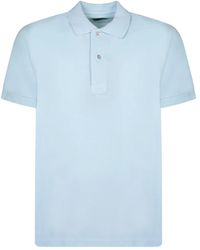 Tom Ford - Blaues polo-shirt baumwolle bestickt ss24 - Lyst