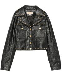 Michael Kors - Studded Faux Leather Biker Jacket - Lyst