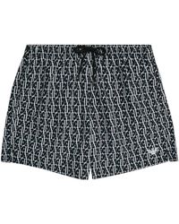 Emporio Armani - Shorts mit kordelzug in der taille und logo-print - Lyst
