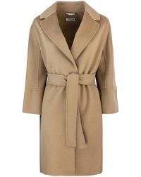 Max Mara - Jassen ,Bruin ,Wol Kameelwollen Jas Met Zijden Voering - Lyst