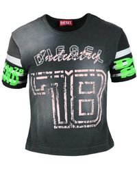 DIESEL - Tops ,Grijs ,Katoen T-Shirt - Lyst