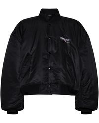 Balenciaga - Varsity jacket schwarzer tel,schwarze mäntel für männer - Lyst