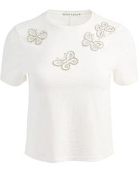 Alice + Olivia - Cropped T-Shirt Met Ronde Hals - Lyst